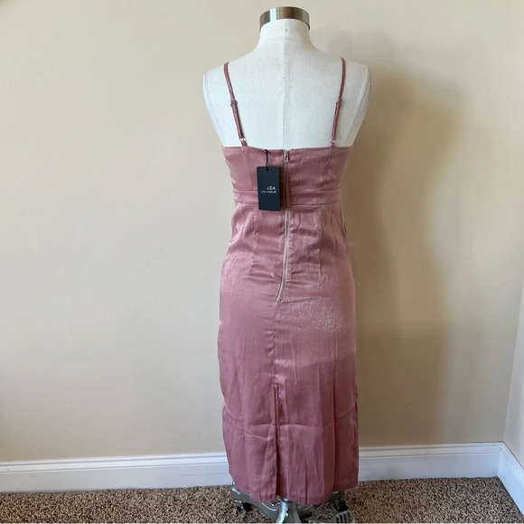 New w/ flaw JOA v-neck slit back open keyhole satin dress NWT 5767 - Picture 7 of 12